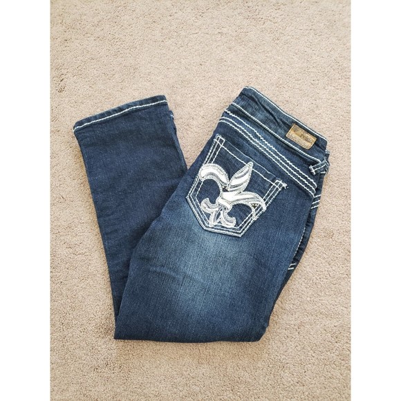 Reign Denim - Reign Blue Denim Embroidered Cropped Jeans Pants Nina Women's Sz 5